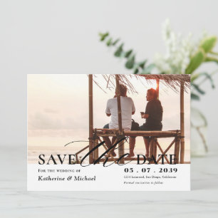 Elegant Minimalist One Photo QR code Wedding Save The Date