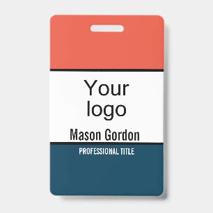Elegant, minimalist orange blue badge
