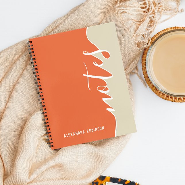 Elegant Minimalist Orange & Grey Script Typography Notebook (Creator Uploaded)