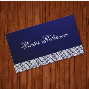 Elegant minimalist ornamental vector blue white business card
