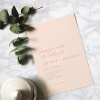 Elegant Minimalist Peachy Blush Pink Chic Wedding