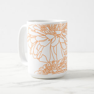 Elegant minimalist peachy orange florals coffee mug