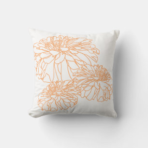 Elegant minimalist peachy orange florals throw pillow