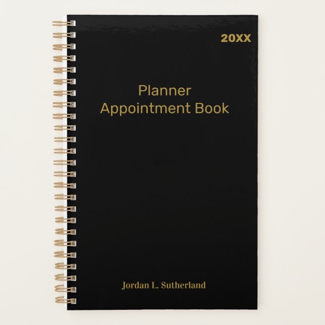 Elegant Minimalist Personalized Logo Black Planner (Front)