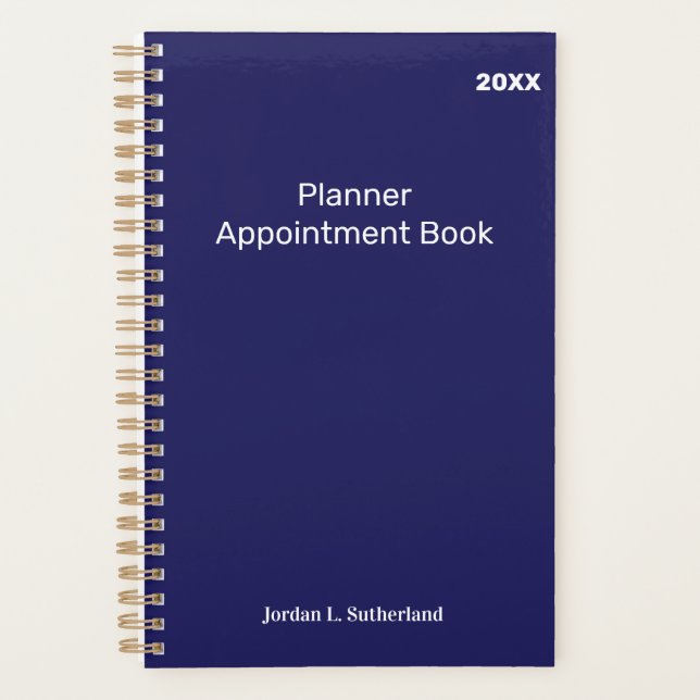 Elegant Minimalist Personalized Logo Blue Planner (Devant)