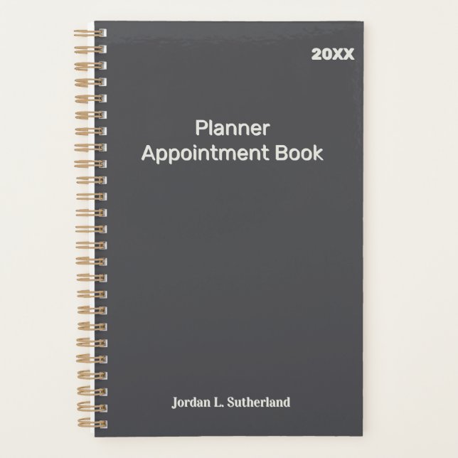 Elegant Minimalist Personalized Logo Grey  Planner (Front)