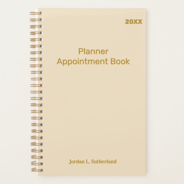 Elegant Minimalist Personalized Logo Ivory Planner (Front)