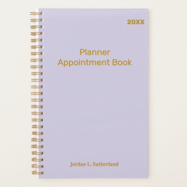 Elegant Minimalist Personalized Logo Pale Purple  Planner (Front)