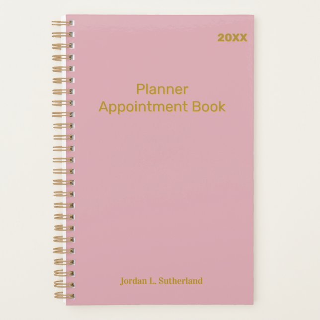 Elegant Minimalist Personalized Logo Pink Planner (Front)