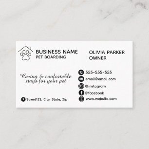 Elegant Minimalist Pet Boarding Customizable Business Card