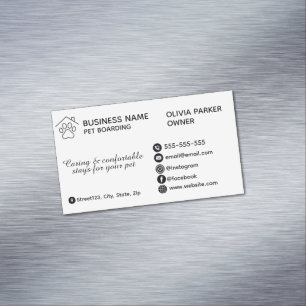 Elegant Minimalist Pet Boarding Customizable Magnetic Business Card