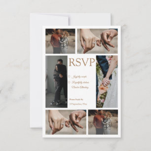 Elegant minimalist Photo Collage Wedding rsvp card