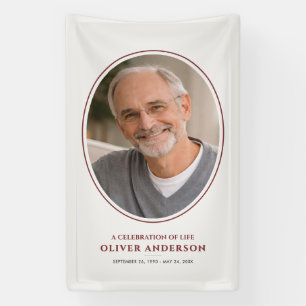 Elegant Minimalist Photo Funeral/Memorial Banner