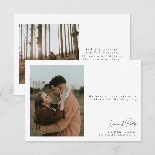 Elegant Minimalist Photo Handwritten script  Invitation (Front/Back)