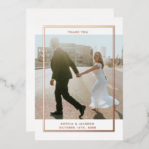 Elegant Minimalist Photo Rose Gold Thank You Card