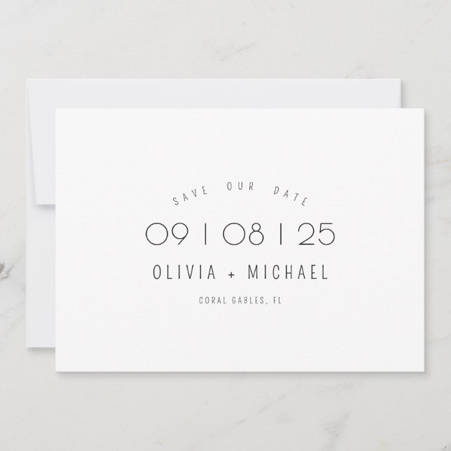 Elegant Minimalist Photo  Save The Date (Front)