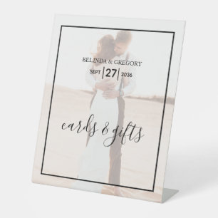 Elegant Minimalist Photo Wedding Cards & Gifts Pedestal Sign