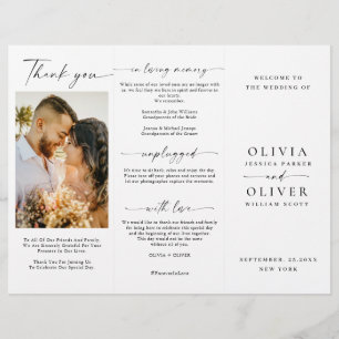 Elegant Minimalist Photo Wedding Ceremony Program
