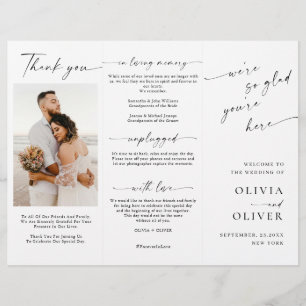 Elegant Minimalist Photo Wedding Ceremony Program
