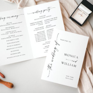Elegant Minimalist Photo Wedding Ceremony Program