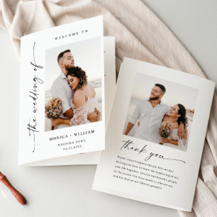 Elegant Minimalist Photo Wedding Ceremony Program