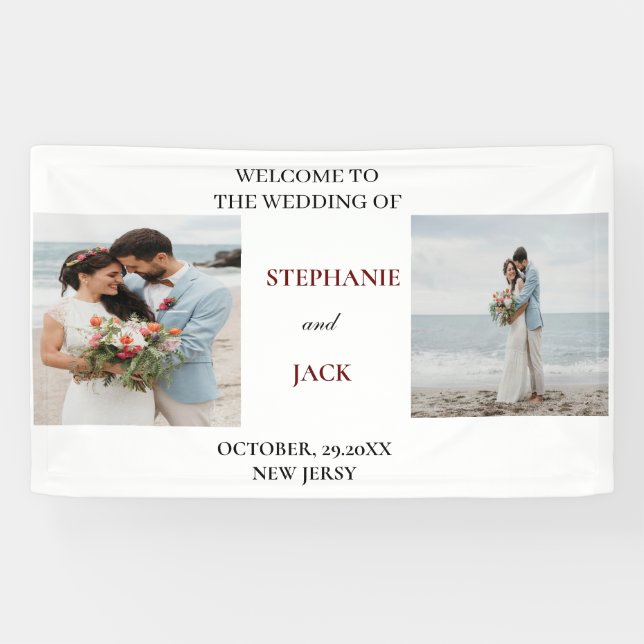 Elegant Minimalist Photo Wedding Welcome Banner (Horizontal)