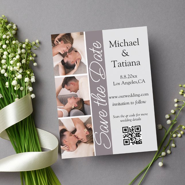 elegant minimalist Photobooth 3 photos qr code  Save The Date (Creator Uploaded)