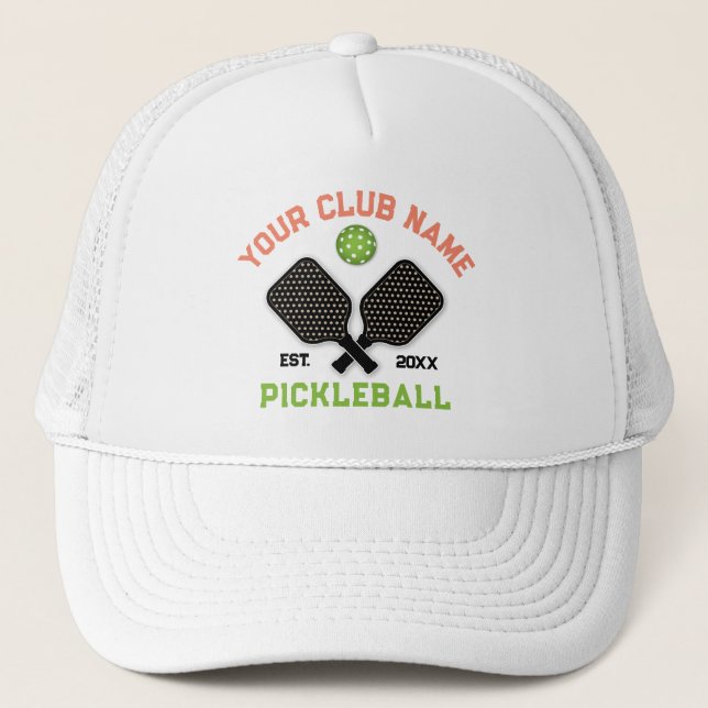Elegant Minimalist Pickleball Monogram Design Trucker Hat (Front)