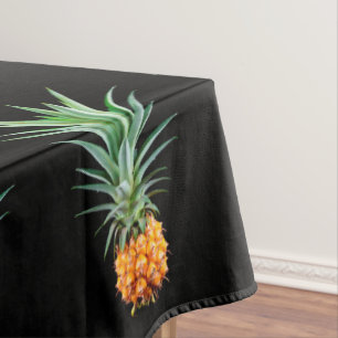 elegant minimalist pineapple black background tablecloth