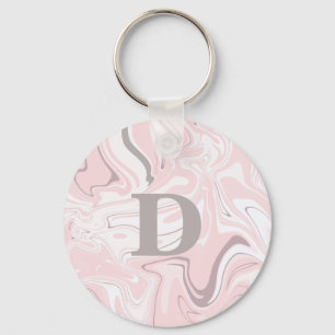 Elegant minimalist pink and white marble look keychain