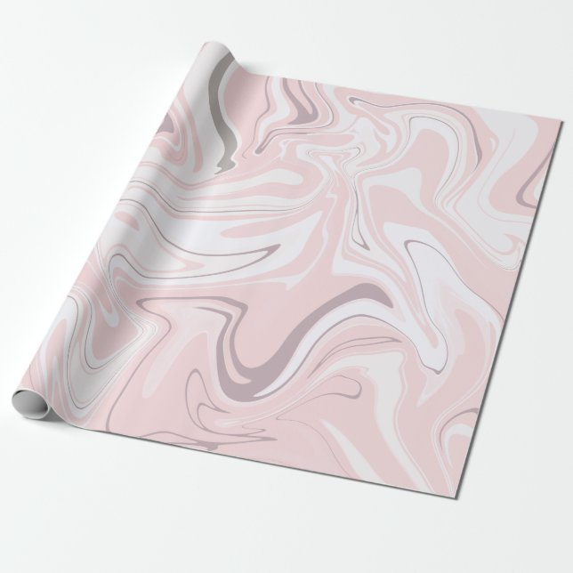 Elegant minimalist pink and white marble look wrapping paper (Unrolled)
