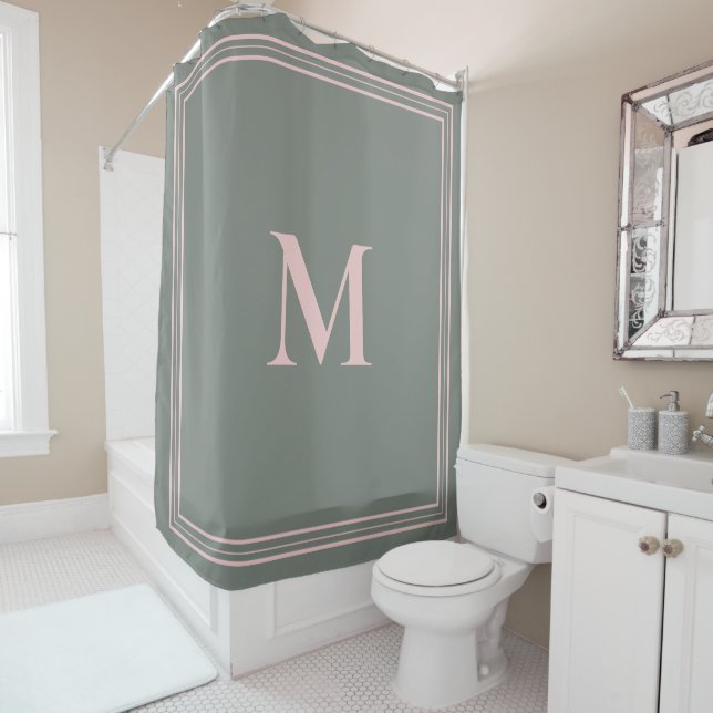 Elegant Minimalist Pink Green Monogram (In Situ)