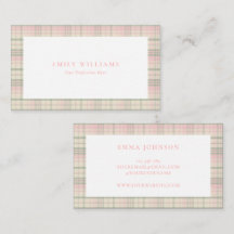 Elegant Minimalist Pink Green Plaid