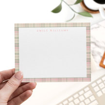 Elegant Minimalist Pink Green Plaid