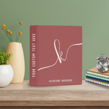 Elegant Minimalist Pink Red Script Monogram