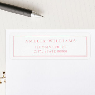 Elegant Minimalist Pink Two Border Return Address