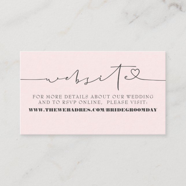 Elegant Minimalist Pink Wedding Website Enclosure Card (Front)