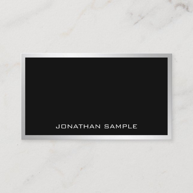 Elegant Minimalist Plain Modern Trendy Silver Business Card (Front)