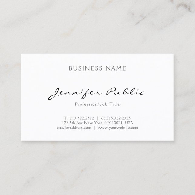 Elegant Minimalist Professional Modern Simple Business Card (Front)
