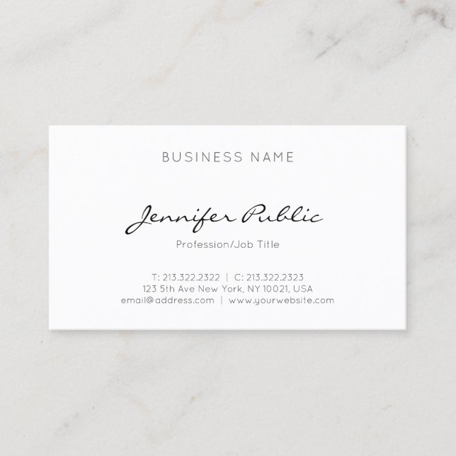 Elegant Minimalist Professional Modern Simple Chic Business Card (Front)