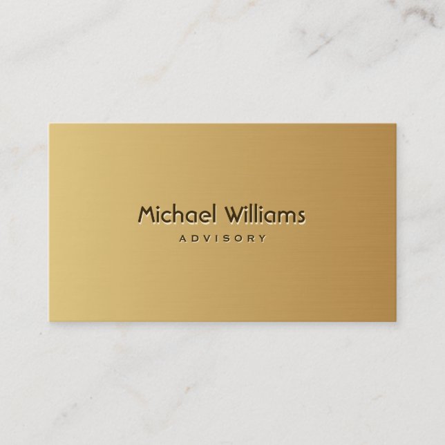 ELEGANT MINIMALIST PROFESSIONAL SIMPLE GOLD METAL BUSINESS CARD (Front)