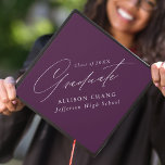 Elegant Minimalist Purple Graduation Cap Topper<br><div class="desc">Elegant graduation cap topper featuring "Graduate" displayed in a beautiful white calligraphy script with a purple background. Personalize the graduation cap topper with the graduate's name,  school name,  and graduation year.</div>