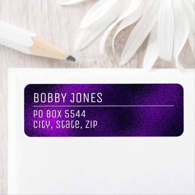 Elegant Minimalist Purple Metallic Return Address (Insitu)