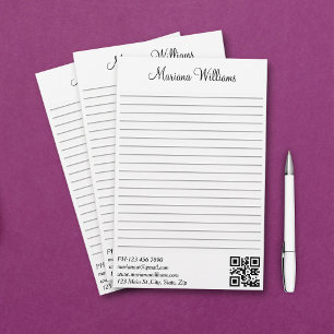 Elegant Minimalist QR Code Business Lined Stationery