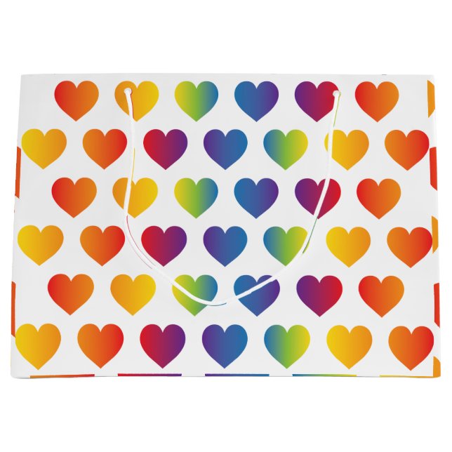 Elegant Minimalist Rainbow Heart Design Large Gift Bag (Front)