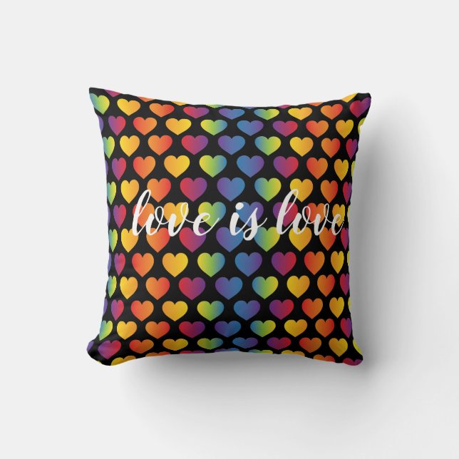 Elegant Minimalist Rainbow Heart Design Throw Pillow (Front)