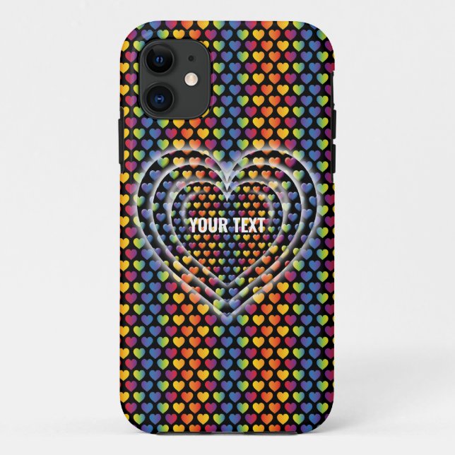 Elegant Minimalist Rainbow Hearts Case-Mate iPhone Case (Back)
