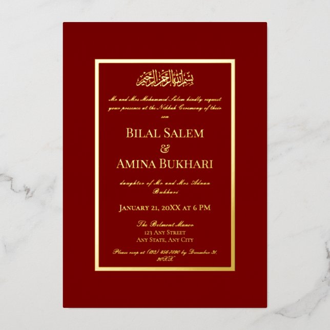 Elegant Minimalist Red Islamic Wedding Nikkah (Front)