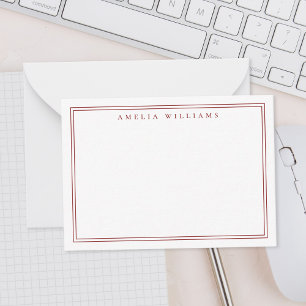 Elegant Minimalist Red Two Border Card