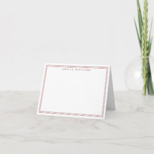 Elegant Minimalist Red Two Border Note Card